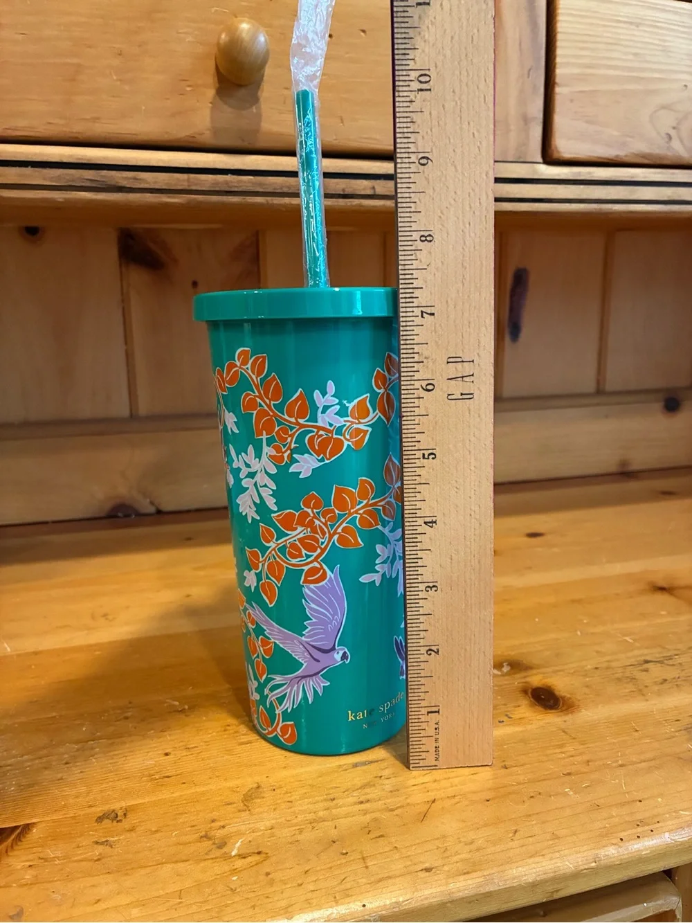 kate spade Bird Party Tumbler  with Floral  and Lavender Bird Design NWOT